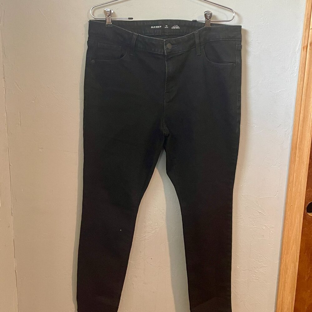 Old Navy Rockstar Super Skinny Black Jeans Size 14 Short Plus Size